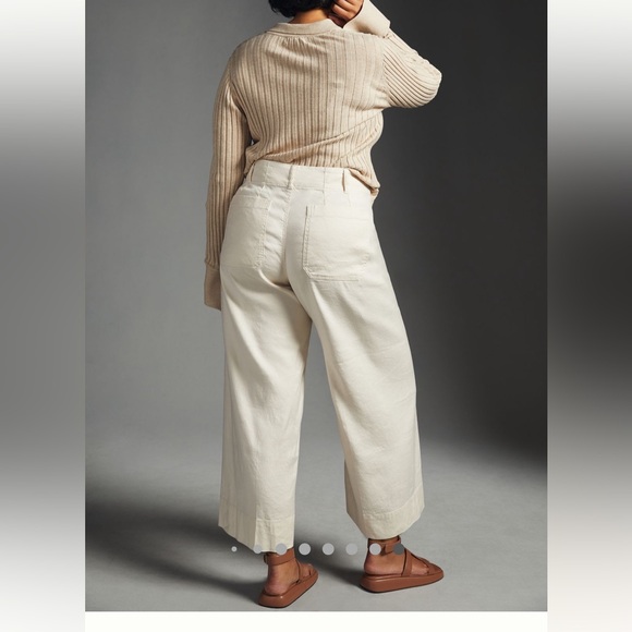 Anthropologie Colette Cropped Wide-Leg Pants Linen Edition by Maeve - Picture 3 of 9